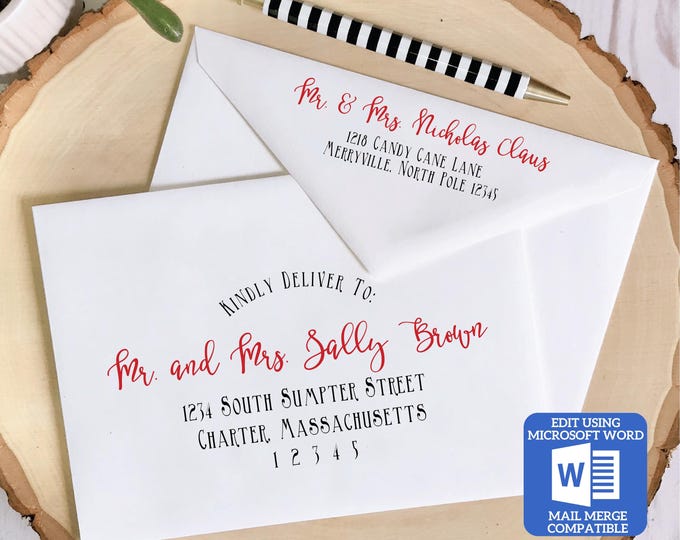 Printable Christmas Envelope Template For Microsoft Word | Christmas Elegance