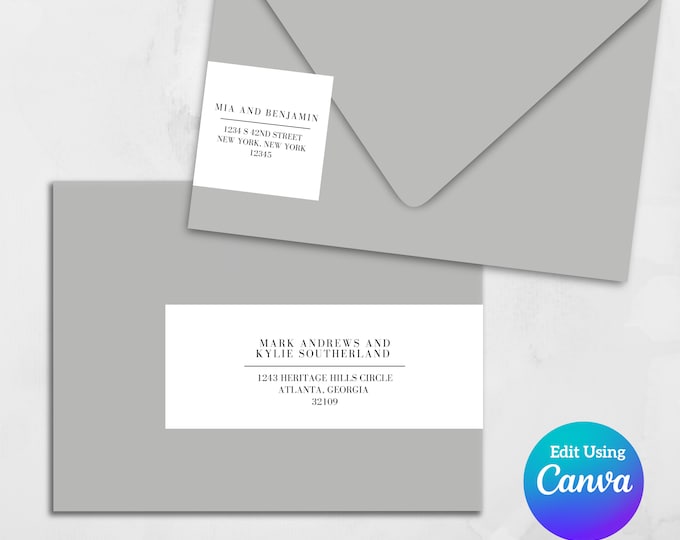 Printable Wrap Around Address Label Template | Canva Template | Return Address Sticker | Editable Address Labels | Great for DIY Invitations