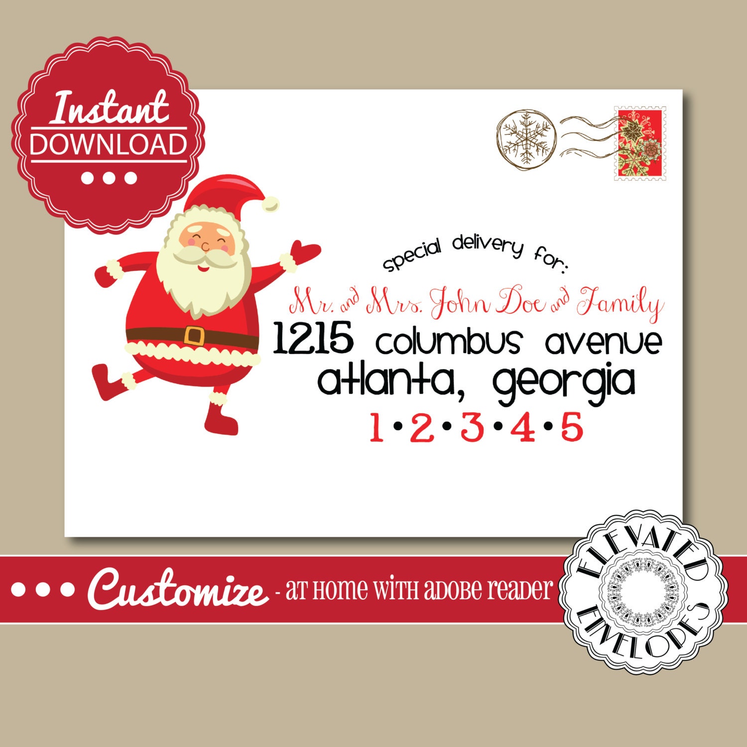 EDITABLE Christmas ENVELOPE TemplateChristmas Envelope Etsy