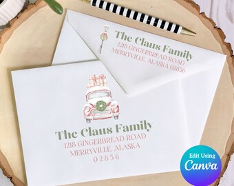 Christmas Digital Envelope Template for Canva | Holiday Taxi