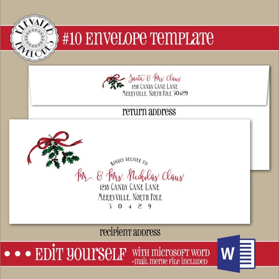 EDITABLE Christmas ENVELOPE Template,10 Envelope,Addressing.