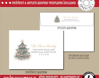 EDITABLE Christmas ENVELOPE Template, Templett, Christmas Envelope ADDRESSING,Christmas,red truck,rustic, tree,Envelope Addressing