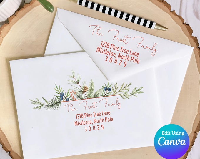 Christmas Digital Envelope Template for Canva | Blueberry Pine