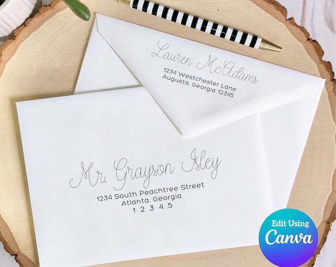 Editable Wedding Envelope Template | Canva Envelope Template | DIY Envelopes | Printable Envelope | Envelope Addressing | Digital Download