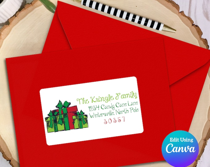 Editable Christmas Address Label Template for Canva | Christmas Gifts