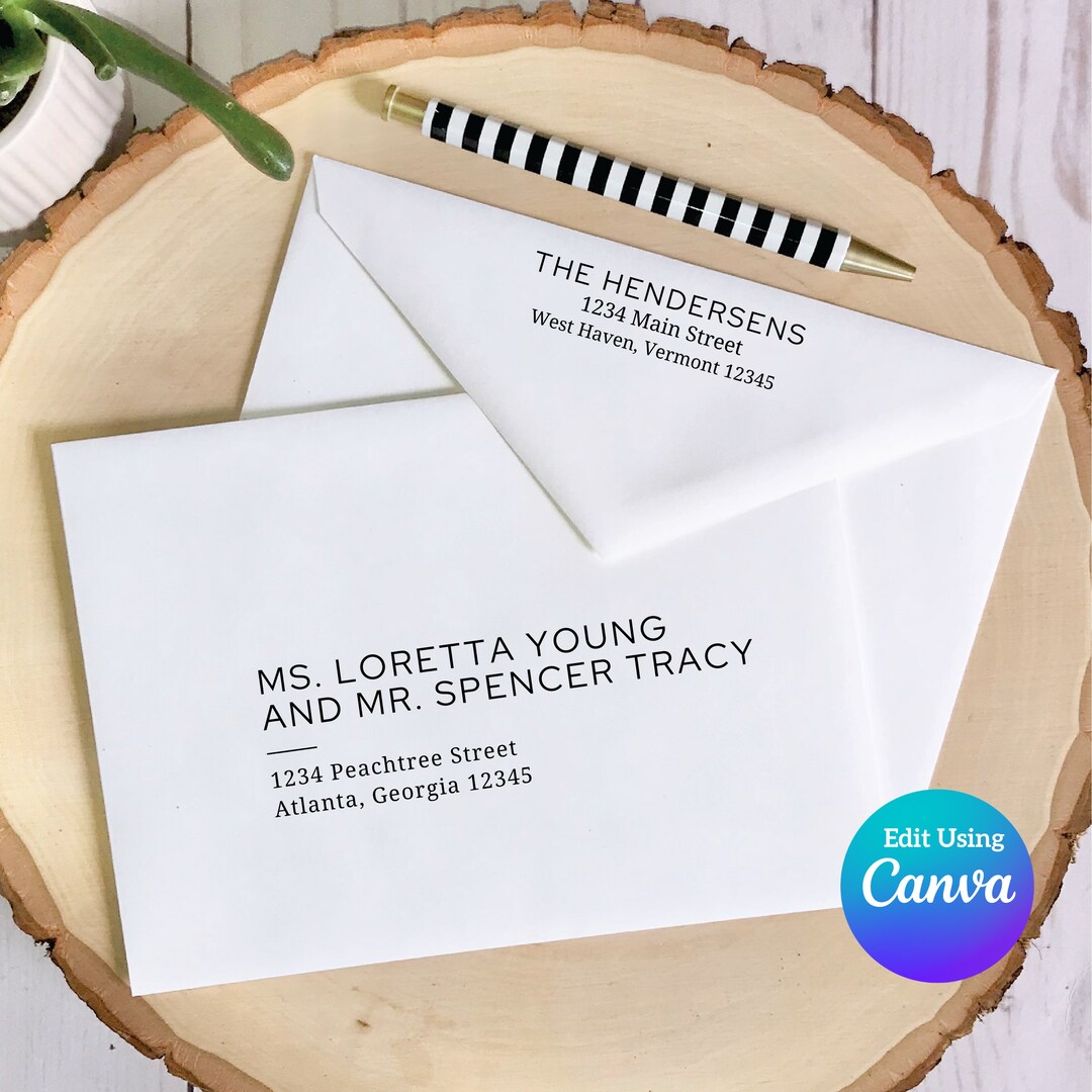 Editable wedding envelope template canva envelope template diy