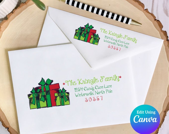 Christmas Digital Envelope Template for Canva | Christmas Gifts