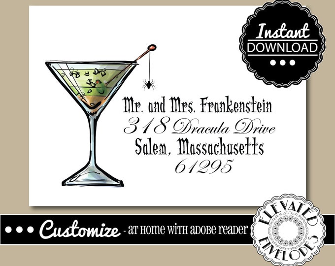 Editable Halloween Envelope Template for Templett.com | Scary Martini