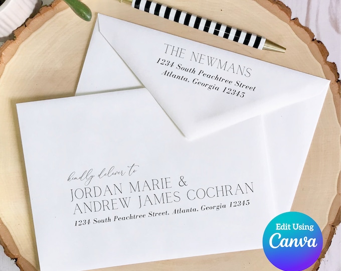 Editable Wedding Envelope Template | Canva Envelope Template | DIY Envelopes | Printable Envelope | Envelope Addressing | Digital Download