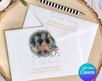 Christmas Digital Envelope Template for Canva | Wise Men
