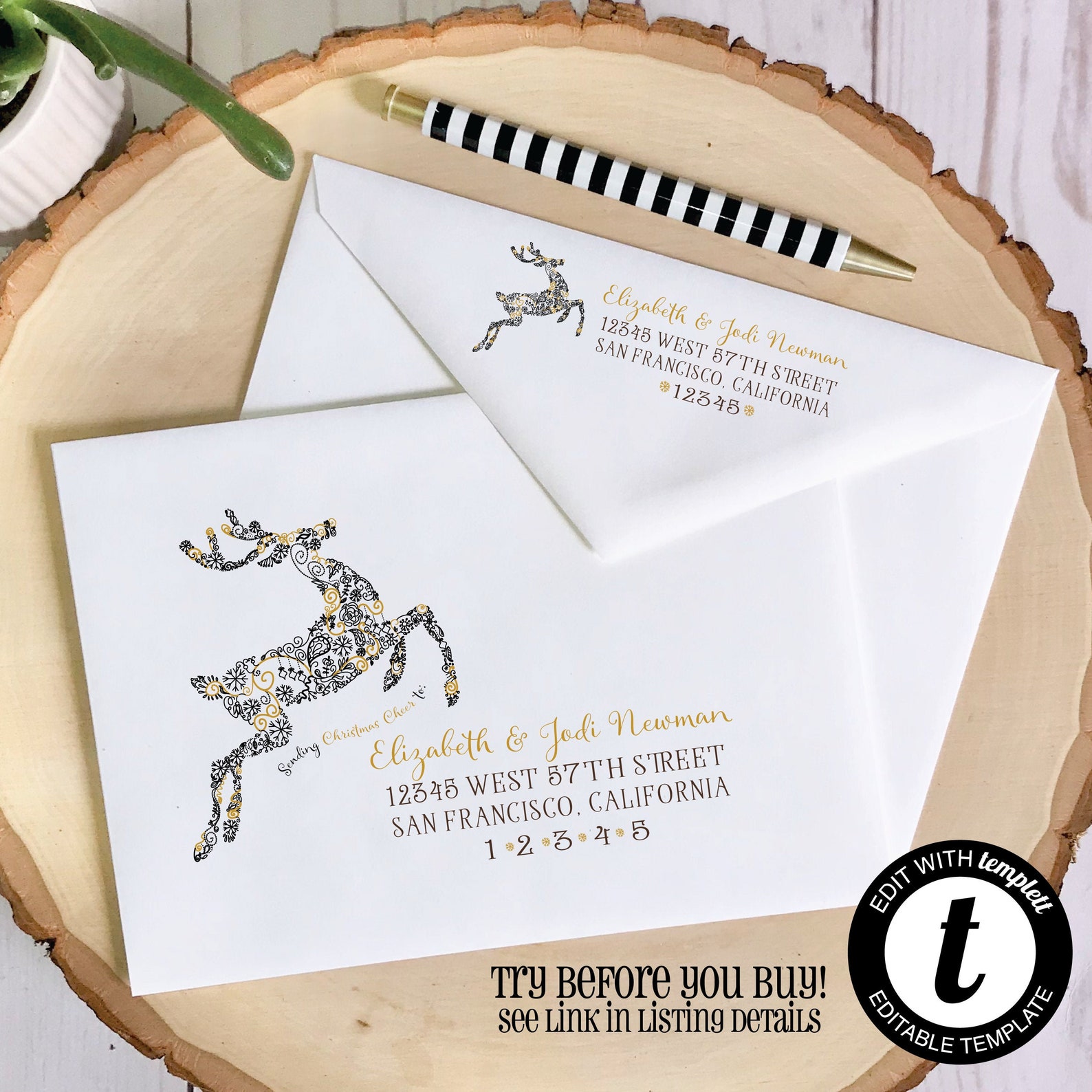 editable christmas envelope templatetemplettchristmas etsy