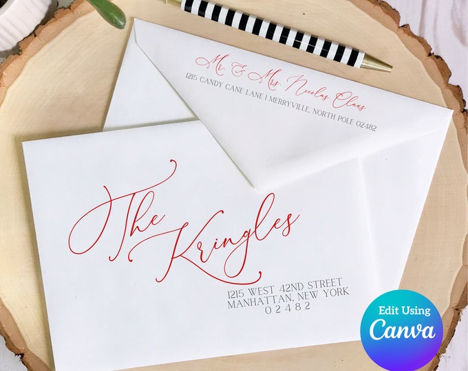 Christmas Digital Envelope Template for Canva | Elegant Christmas