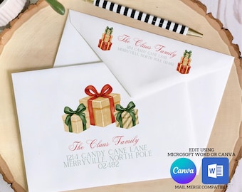 Christmas Digital Envelope Template for Canva | Golden Gifts