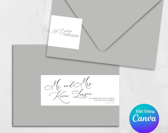 Printable Wrap Around Address Label Template | Canva Template | Return Address Sticker | Editable Address Labels | Great for DIY Invitations