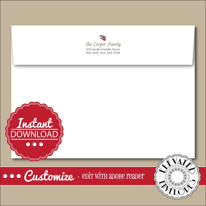 editable christmas envelope templatechristmas envelope etsy