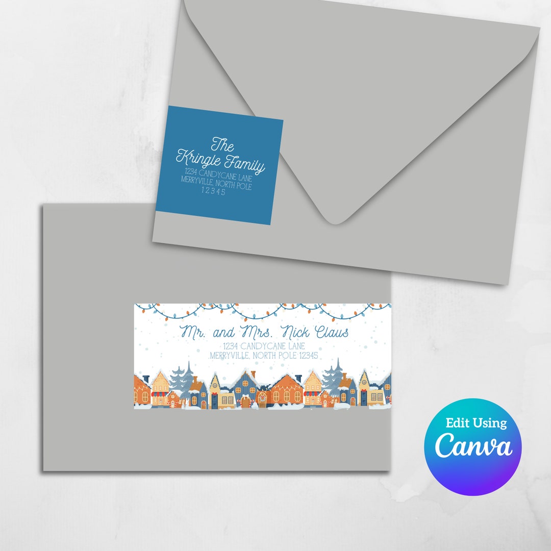 Printable Wrap Around Address Label Template | Editable Canva Template | Return Address Sticker ...