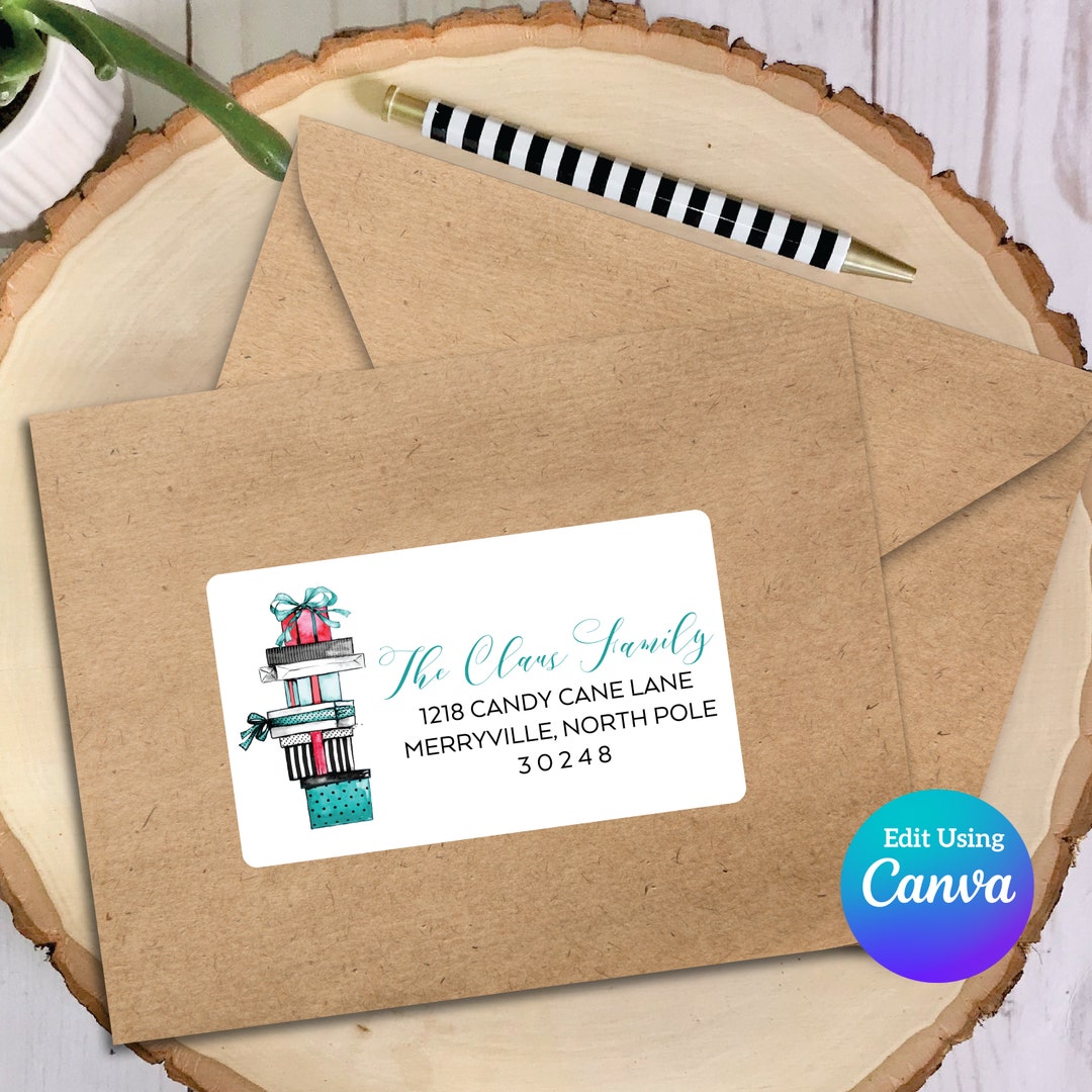 EDITABLE Christmas ADDRESS LABEL Template Envelope Addressing Christmas