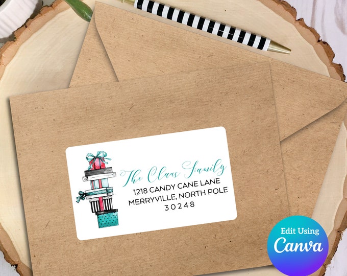 Editable Christmas Address Label Template for Canva | Ready For Christmas
