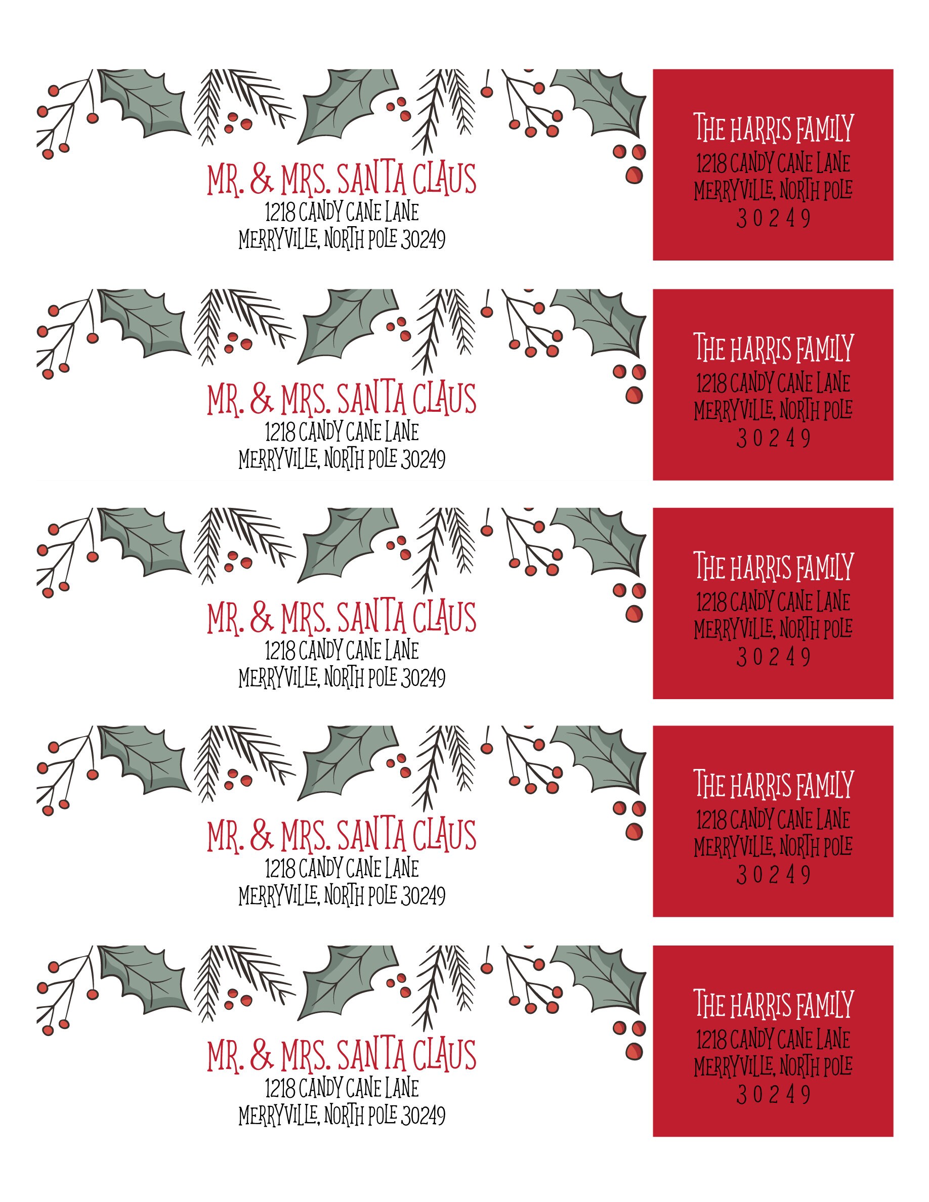 editable-christmas-address-label-templatewrap-around-label-etsy