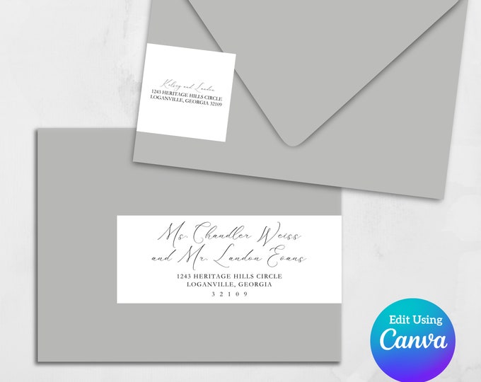 Printable Wrap Around Address Label Template | Canva Template | Return Address Sticker | Editable Address Labels | Great for DIY Invitations