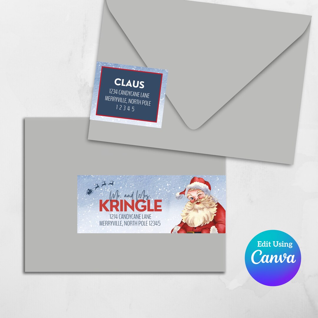 Printable Wrap Around Address Label Template Editable Canva Template Return Address Sticker