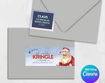Printable Wrap Around Address Label Template | Editable Canva Template | Return Address Sticker | Christmas Address Labels | DIY Invitations