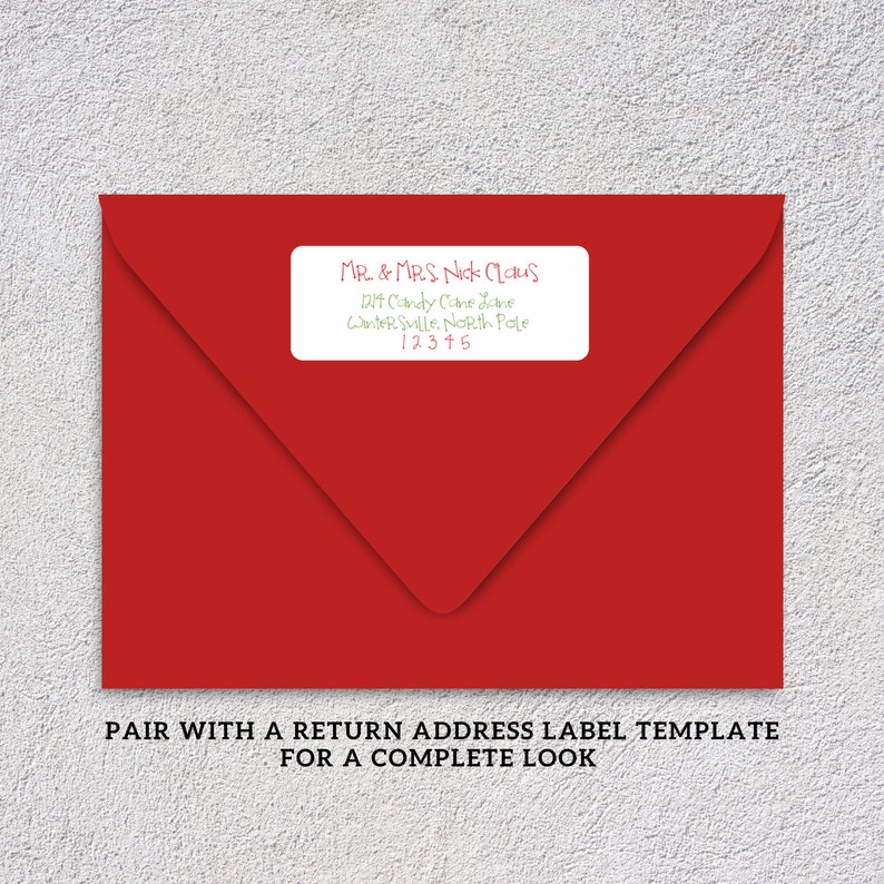 EDITABLE Christmas ADDRESS LABEL Template Envelope Addressing Christmas