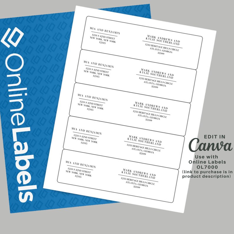 Printable Wrap Around Address Label Template | Canva Template | Return ...
