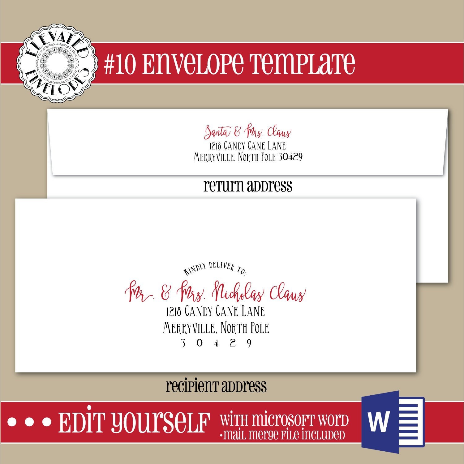 EDITABLE Christmas ENVELOPE Template 10 Envelope addressing christmas 