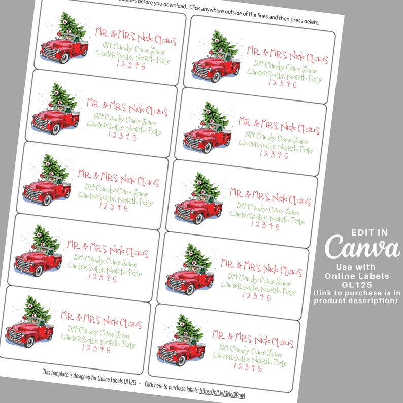 EDITABLE Christmas ADDRESS LABEL Template Envelope Addressing Christmas