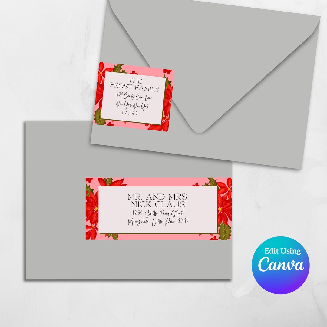 Printable Wrap Around Address Label Template Editable Canva Template Return Address Sticker ...