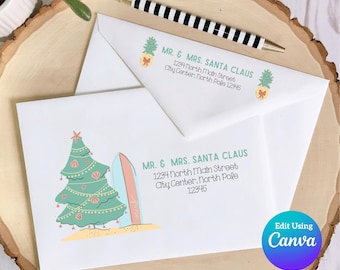 Editable Christmas Envelope Template for Canva | Hawaiian Holiday