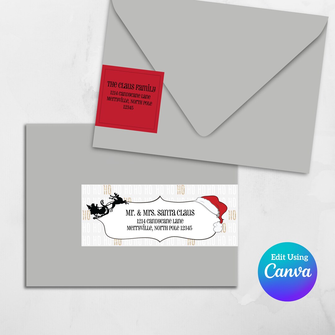 Printable Wrap Around Address Label Template Editable Canva Template Return Address Sticker