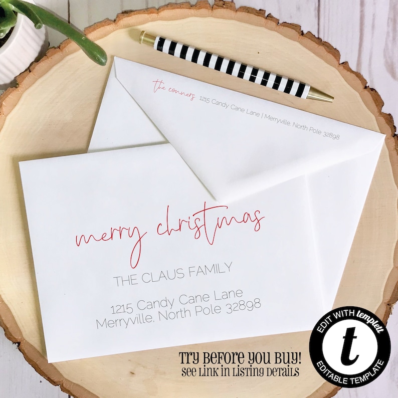 EDITABLE Christmas ENVELOPE Template, Templett, Christmas Envelope