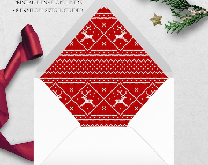 Snow Fun Printable Envelope Liner | 8 Envelope Sizes: A7, Euro Flap, Square Flap, 6.5 Square, A6, 5.75 Square, 4 Bar | Easy PDF File