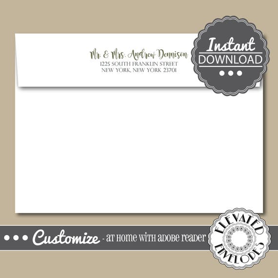 editable elegant envelope templatewedding envelope etsy
