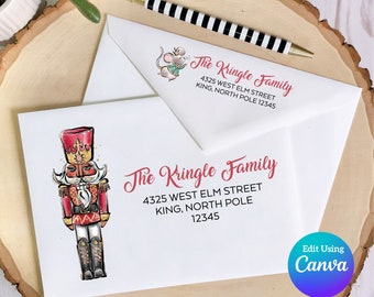 Christmas Digital Envelope Template for Canva | Nutcracker