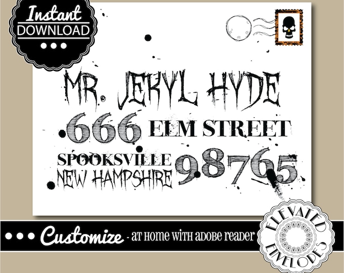 EDITABLE HALLOWEEN ENVELOPE Template,Envelope Addressing,Halloween,Splatter,Recipient Addressing,Halloween Invitations,Instant Download