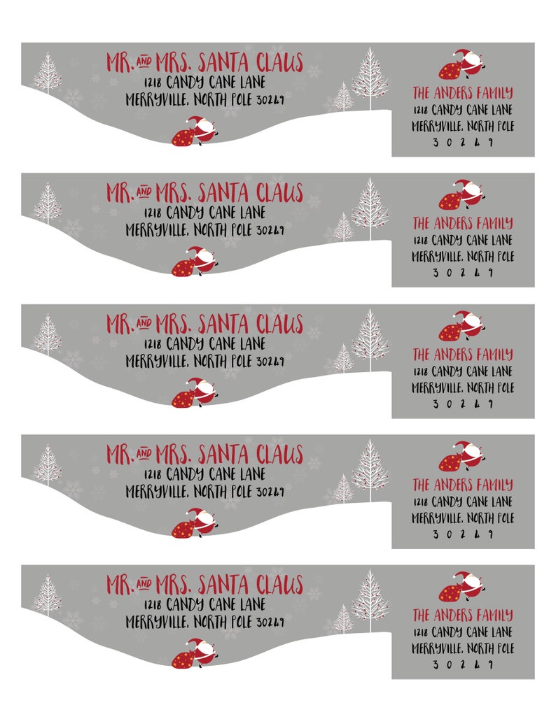 EDITABLE Christmas ADDRESS LABEL Template,Wrap Around Label ...