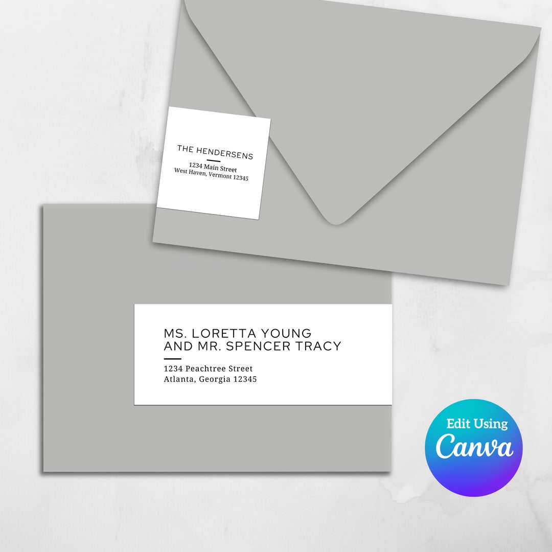Printable Wrap Around Address Label Template for Canva | Wedding ...