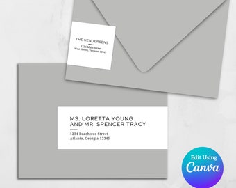 Printable Wrap Around Address Label Template for Canva | Wedding Envelope | Editable Address Labels | Great for DIY Wedding Invitations