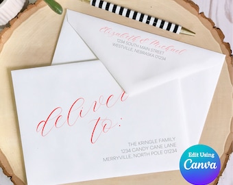 Christmas Digital Envelope Template for Canva | Christmas Script