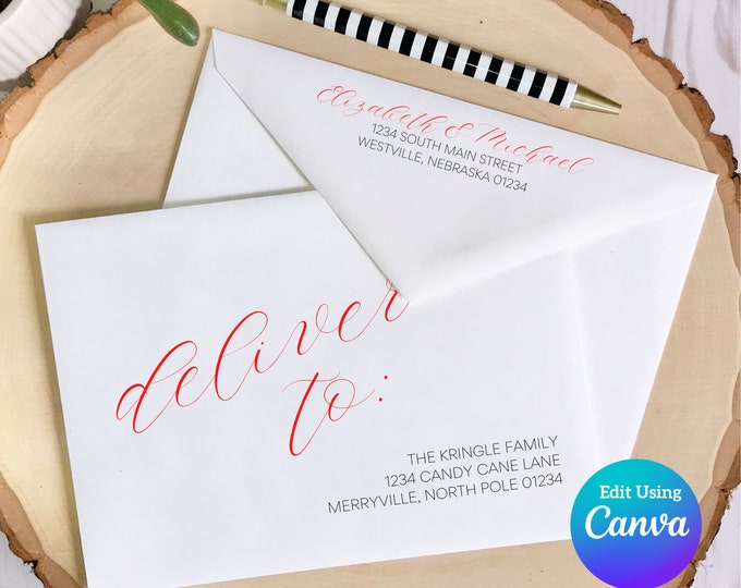Christmas Digital Envelope Template for Canva | Christmas Script