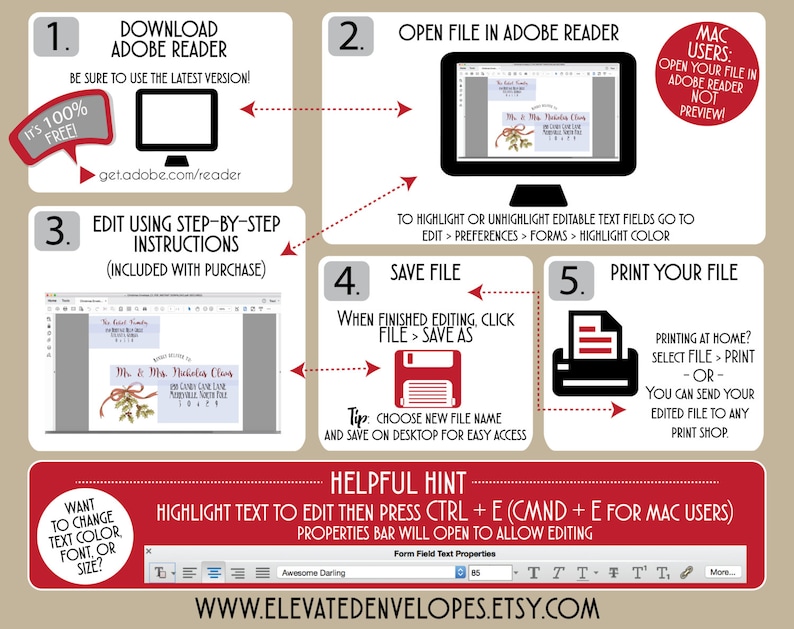 EDITABLE Christmas ENVELOPE Template,Christmas Envelope ADDRESSING,Christmas,Santa,Recipient Addressing,Envelope Addressing,Instant Download