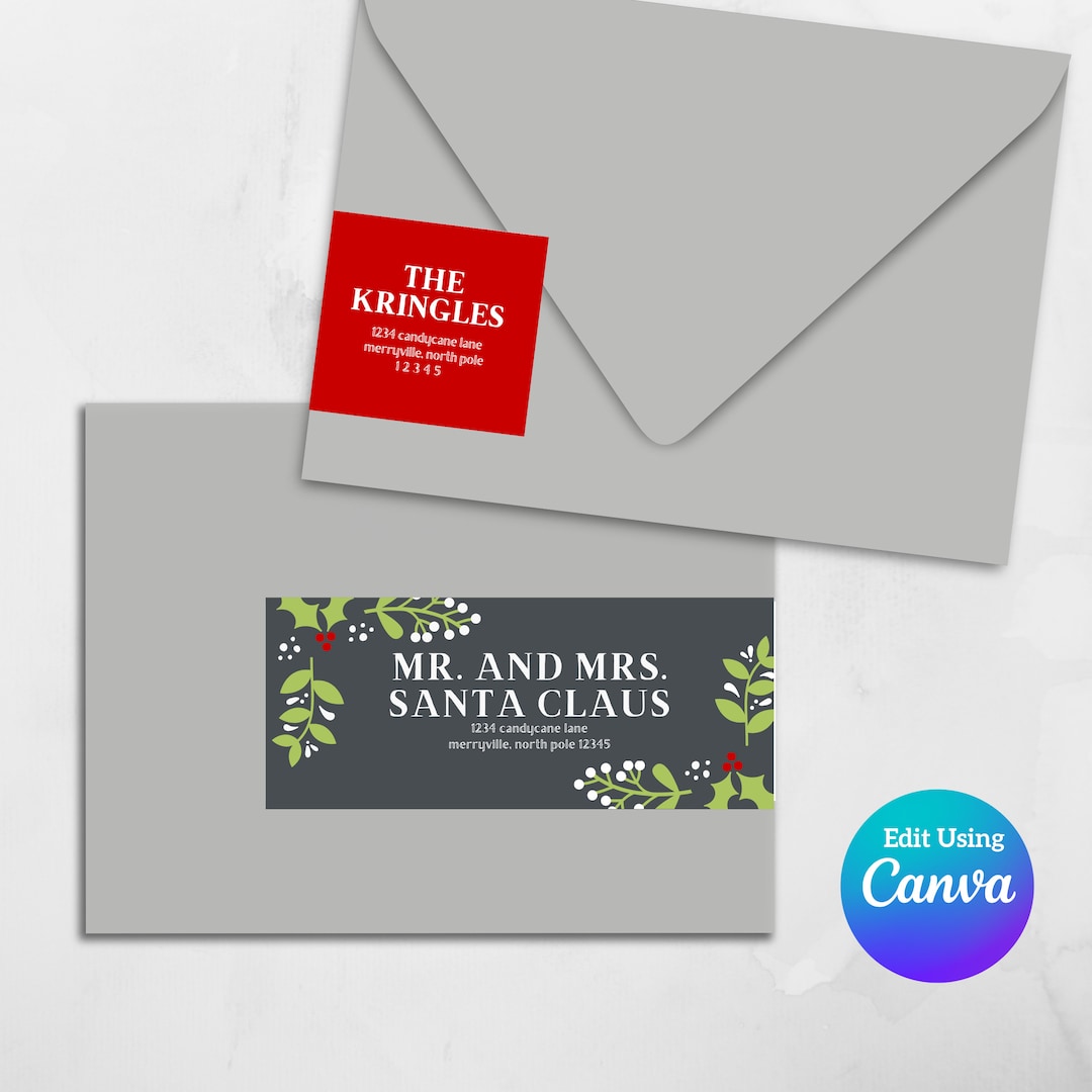 Printable Wrap Around Address Label Template | Canva Template | Return Address Sticker ...