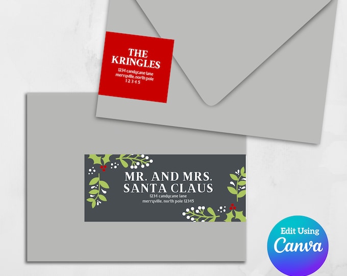 Printable Wrap Around Address Label Template For Canva | Modern Holly