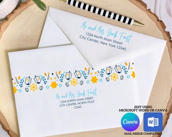 Hanukkah Digital Envelope Template for Canva | Hanukkah Icons