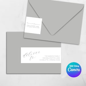 Modello di etichetta per indirizzo avvolgente stampabile / Modello Canva / Adesivo per indirizzo di ritorno / Etichette per indirizzo modificabili / Ottimo per inviti fai da te