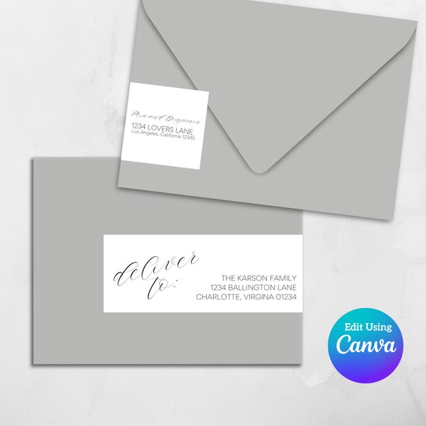 Printable Wrap Around Address Label Template | Canva Template | Return Address Sticker | Editable Address Labels | Great for DIY Invitations