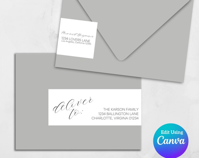 Printable Wrap Around Address Label Template | Canva Template | Return Address Sticker | Editable Address Labels | Great for DIY Invitations